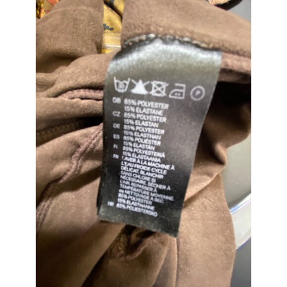 Brown Stretch Slim Fit Pants Leggings Soft Ultra Suede Medium Sexy Classic Y2K - Picture 4 of 6